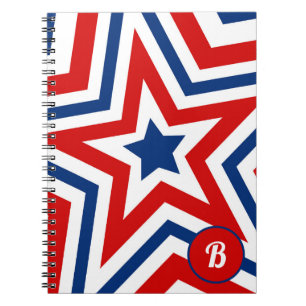 Carnet Étoiles patriotiques rouges blanches et bleues mon
