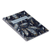 Carnet Étoiles Plumes Or Bleu (Côté Droit)
