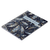 Carnet Étoiles Plumes Or Bleu (Côté gauche)