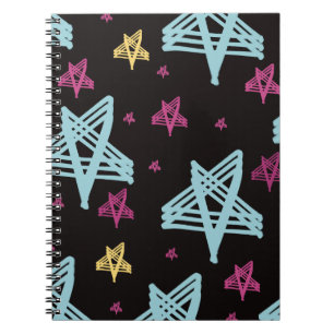 Carnet Étoiles qui se balancent Rose Bleu Noir
