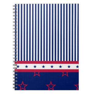 Carnet étoiles rayures rouges blanc bleu USA Liberté