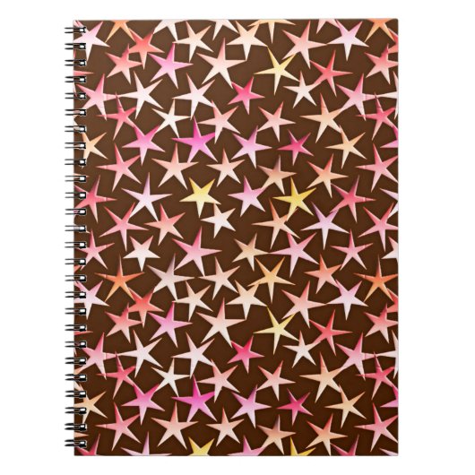 Carnet Étoiles satinées, rose sur chocolat (Devant)