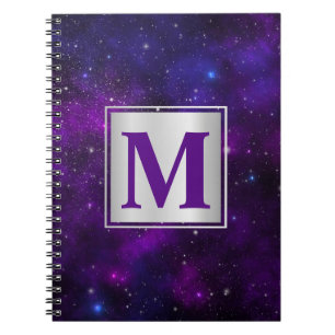 Carnet Étoiles scintillantes sur fond spatial violet fonc