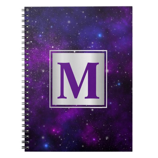 Carnet Étoiles scintillantes sur fond spatial violet fonc (Devant)