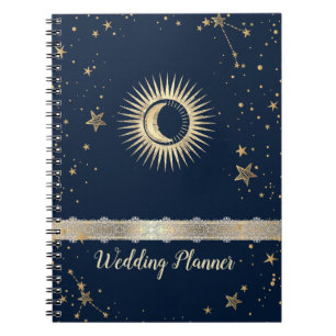 Carnet Étoiles Soleil Or Céleste Et Lune