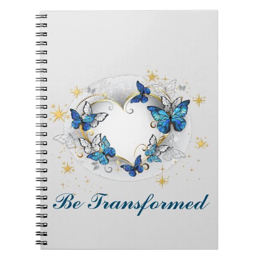 Carnet "Être Transformé" Papillon Bleu Élégant Spirale (Devant)