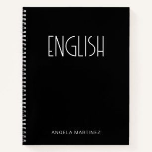Carnet Étude de la langue anglaise rétro noir et blanc
