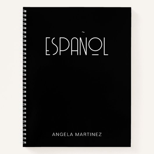 Carnet Étude de langue espagnole rétro noir et blanc (Devant)