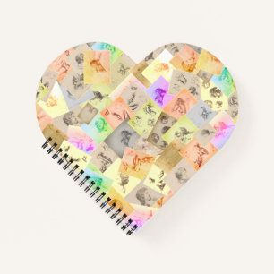 Carnet Etudes au crayon antique Croquis en forme de coeur