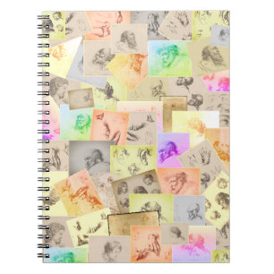 Carnet Etudes de crayon antique sur les têtes, les mains,