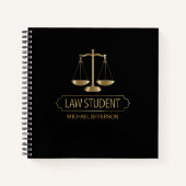 Carnet Étudiant en droit - Noir et or (Devant)