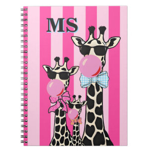 Carnet Étui de téléphone girafe mignonne initiale personn