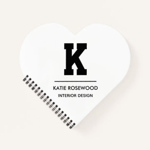 Carnet Étui monogramme moderne minimaliste noir et blanc-