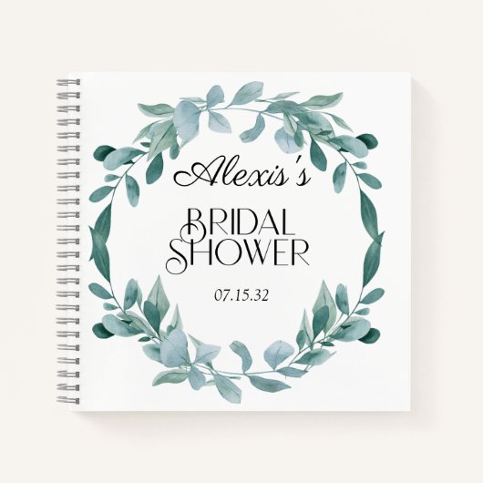 Carnet Eucalyptus Cadre Vert Fête des mariées Bleu Vert (Devant)