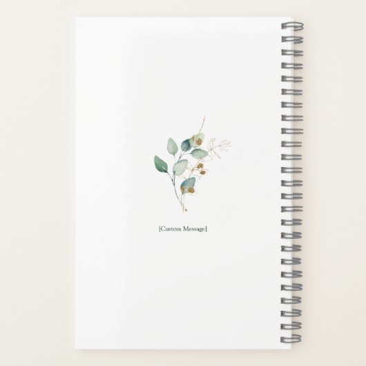 Carnet Eucalyptus Gold Monogramme H Floral initial (Verso)