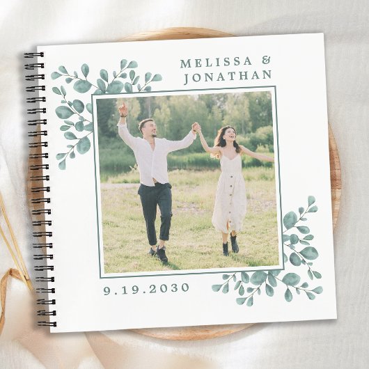Carnet Eucalyptus Green Photo personnalisée Mariage Budge