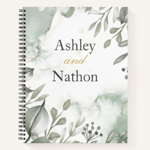 Carnet Eucalyptus vert & or aquarelle Mariage