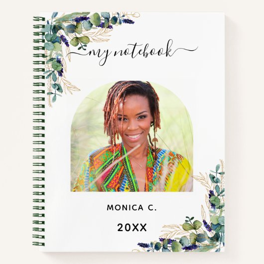 Carnet Eucalyptus vert photo moderne (Devant)