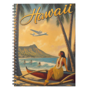 Carnet Évasion Aloha de la fille hula hawaïenne vintage p