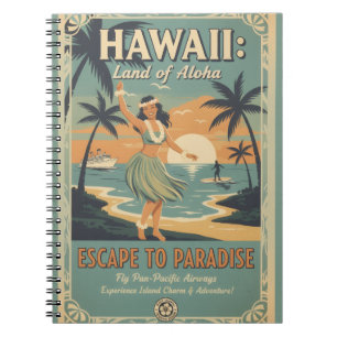 Carnet Évasion vintage hawaïenne au pays de l'Aloha vers