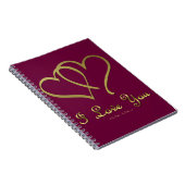 Carnet Eventré Gold Hearts i Love You (Côté Droit)