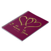 Carnet Eventré Gold Hearts i Love You (Côté gauche)