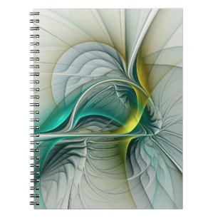 Carnet Évolution fractale, Art Abstrait Turquoise d'or