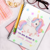 Carnet Ex-libris de licorne arc-en-ciel pastel