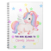 Carnet Ex-libris licorne arc-en-ciel pastel (Devant)