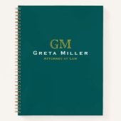 Carnet Executive Business Dark Turquoise Gold Monogramme (Devant)