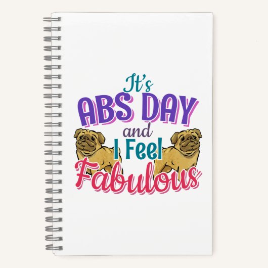 Carnet Exercice Abs Day Core - Amoureux des chiens Carlin (Recto)