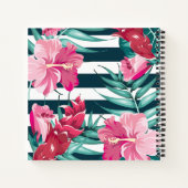 Carnet Exotic Summer Floral design Monogramme rayé (Dos)