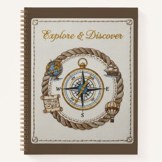 Carnet Explore & Discover Embroidered Nautical Compass (Devant)