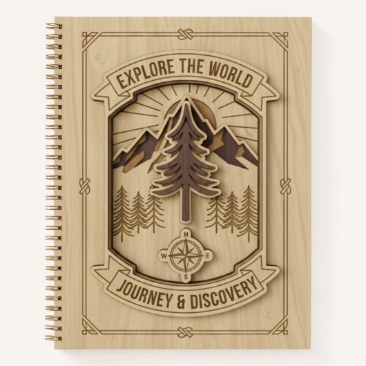 Carnet Explore the World Journey & Discovery Wood Carved  (Devant)