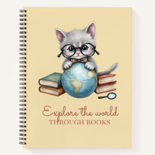 Carnet "Explorez le monde à travers les livres" Cute Kitt