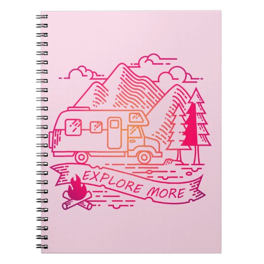 Carnet Explorez Plus Camper Rose Van Mountain Nature Love (Devant)