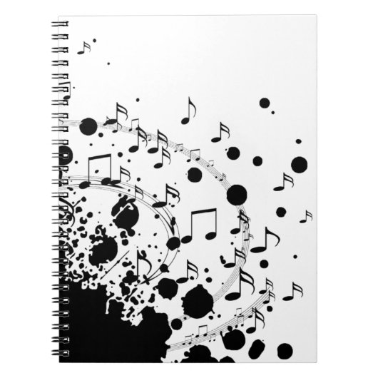 Carnet explosion de musique cool noir et blanc (Devant)