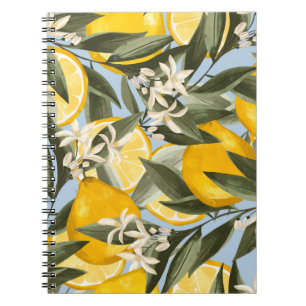 Carnet Exquis motif aux fruits jaunes bergamot, cit