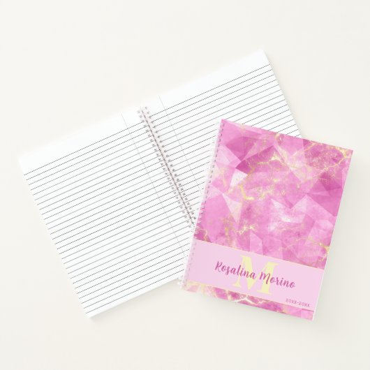 Carnet Exquis Rose Quartz et Or Monogramme Design (Intérieur)