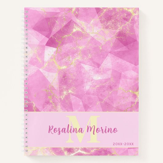 Carnet Exquis Rose Quartz et Or Monogramme Design (Devant)