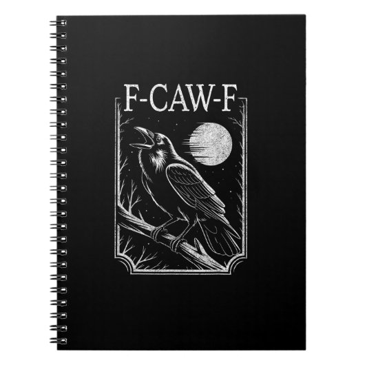 Carnet F-Caw-F Corbeau Minimal – Oiseau Gothique Rétro Dr (Devant)