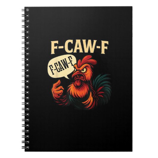 Carnet F Caw F Funny Angry Rooster Graphic Retro Style (Devant)