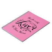 Carnet Fabriqué avec l'amour personnalisé machine lettré  (Côté gauche)