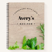 Carnet Fabriqué maison avec Love Recette Custom Wood Grai (Devant)