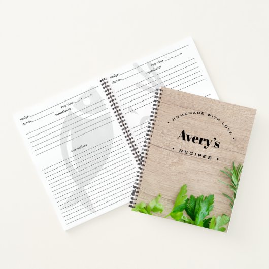 Carnet Fabriqué maison avec Love Recette Custom Wood Grai (Intérieur)