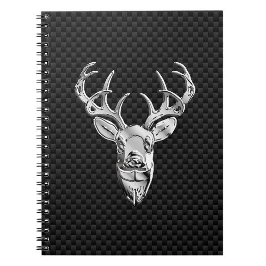 Carnet Face de cerf en argent sur impression en fibre de  (Devant)