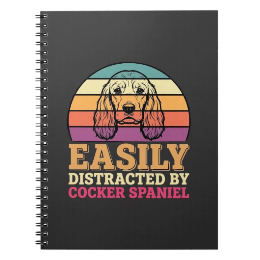 Carnet Facilement distrait par Cocker Spaniel Rétro Chien (Devant)