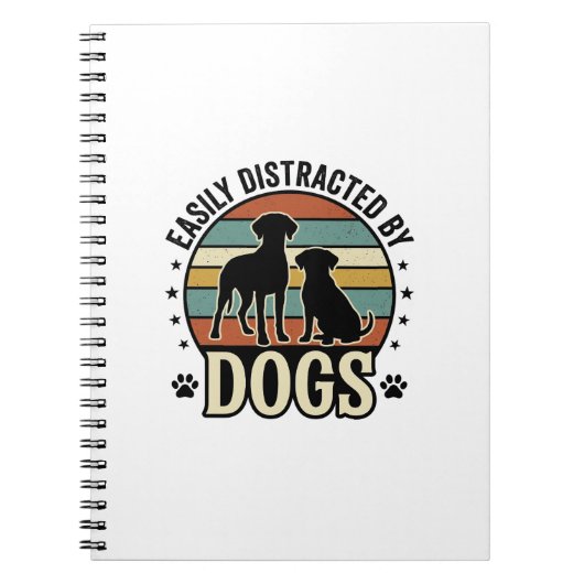Carnet Facilement distrait par les chiens Design silhouet (Devant)