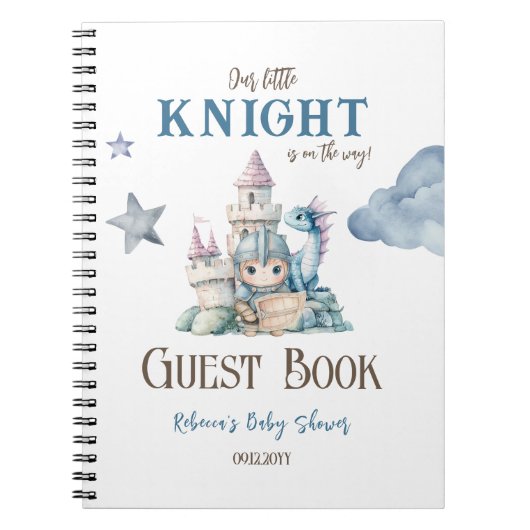 Carnet Fairytale Dreamy Dragon Knight Baby shower invité (Devant)