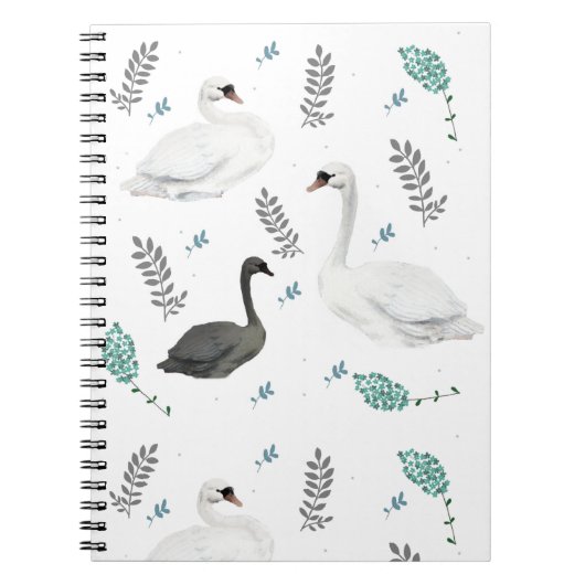 Carnet Fairytale Swan Illustration Folk Botanical (Devant)